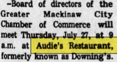 Audies Restaurant (Downings Restaurant) - July 1978 Article On Downings